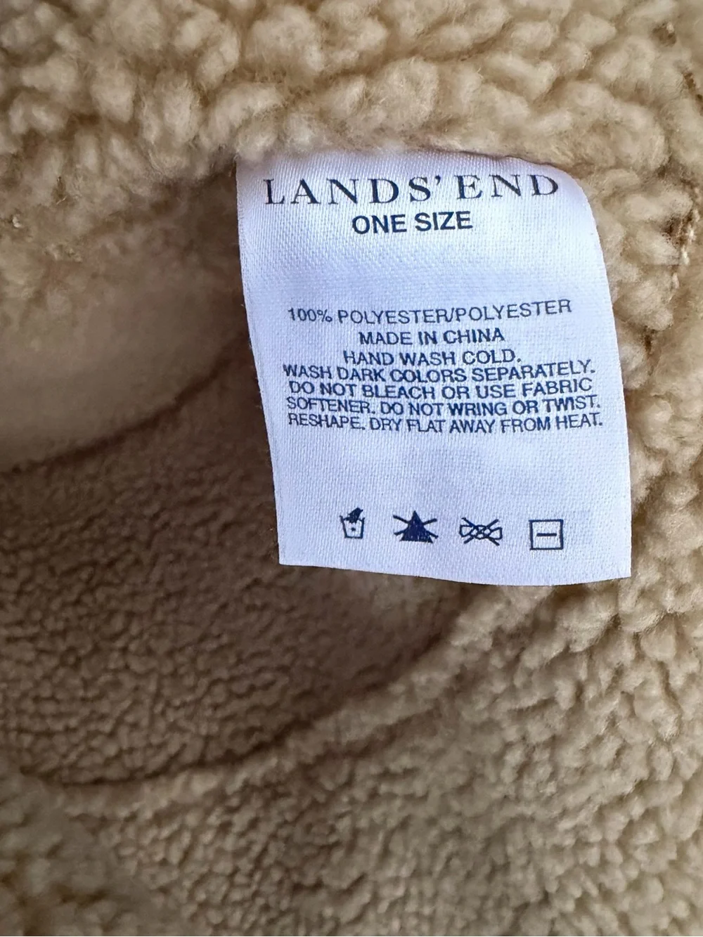 Lands' End faux suede and faux shearling winter bucket hat O/S